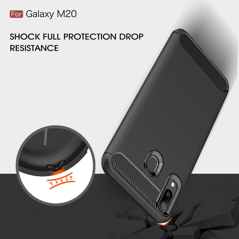Ốp Lưng Samsung Galaxy M20 Chống Sốc Hiệu Likgus Giá Rẻ được làm bằng chất liệu TPU mềm giúp bạn bảo vệ toàn diện mọi góc cạnh của máy rất tốt lớp nhựa này khá mỏng bên ngoài kết hợp thêm bên trên và dưới dạng carbon